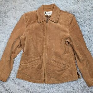 Vintage Colebrook‎ & Co. Jacket Womens L Brown Leather Coat Pockets Zip Up Comfy